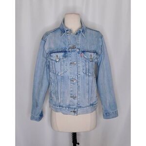 Women’s LEVI’S Light Wash Distressed Denim Jacket Trucker Cotton X-Small
